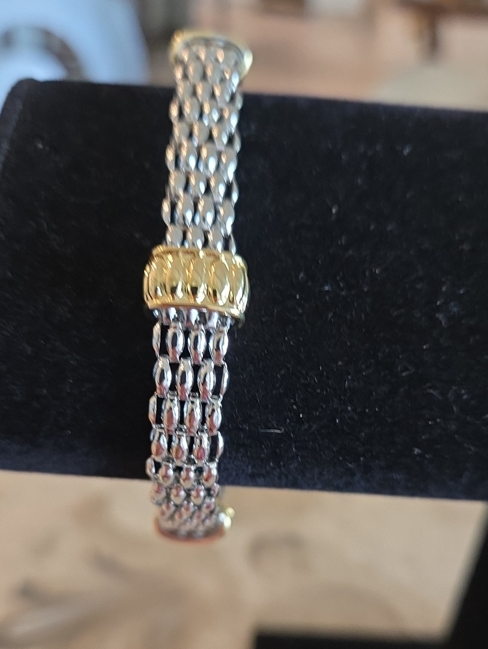 Silver Woven Bracelet with Gold Accent, NWOT